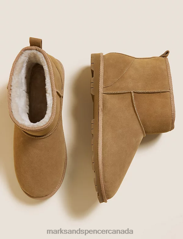 Marks and Spencer near me - Men Light Tan Footwear Marks & Spencer Suede Slipper Boots 20VTD7502