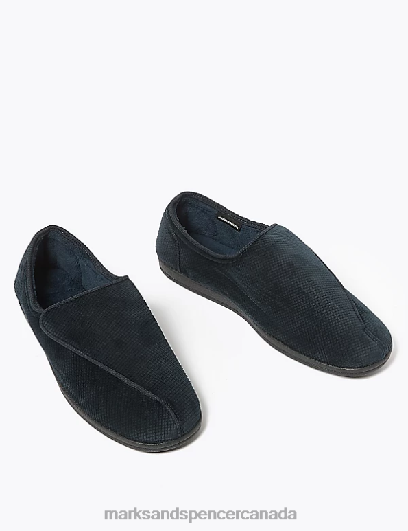 Marks and Spencer near me - Men Navy Footwear Marks & Spencer Riptape Slippers with Freshfeet 20VTD6452