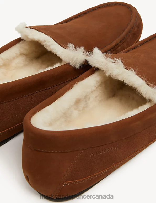 Men Tan Footwear Marks & Spencer Suede Moccasin Slippers with Freshfeet 20VTD6014 - Marks and Spencer outlet