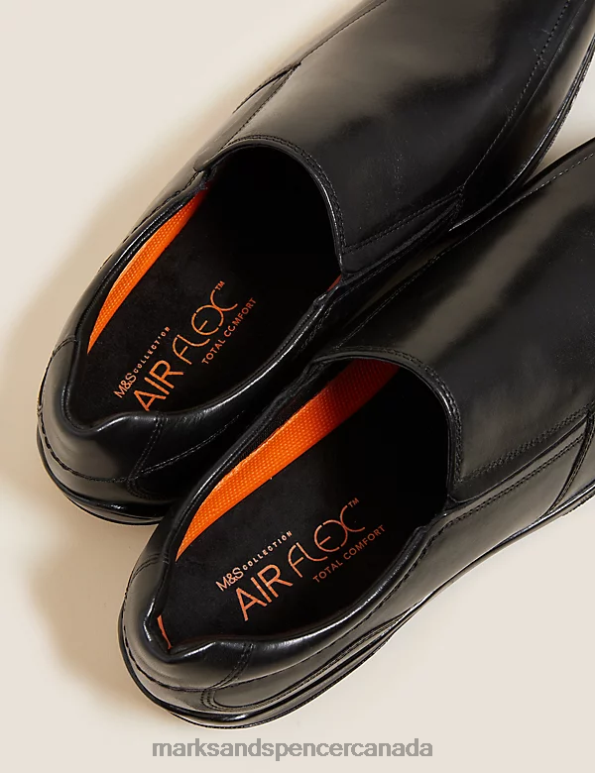 Men Black Footwear Marks & Spencer Airflex Leather Slip-on Shoes 20VTD6825 - Marks and Spencer Canada locations