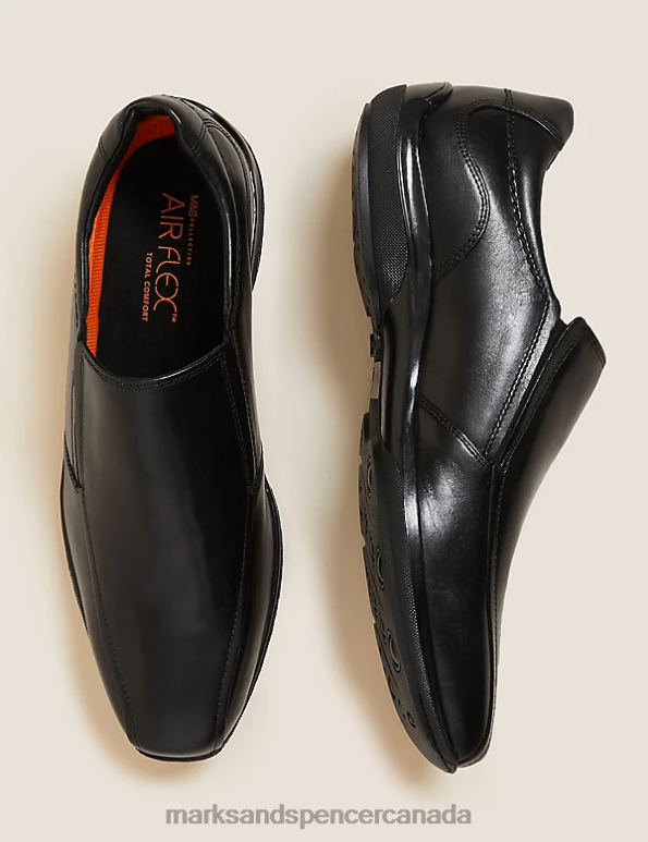Men Black Footwear Marks & Spencer Airflex Leather Slip-on Shoes 20VTD6825 - Marks and Spencer Canada locations