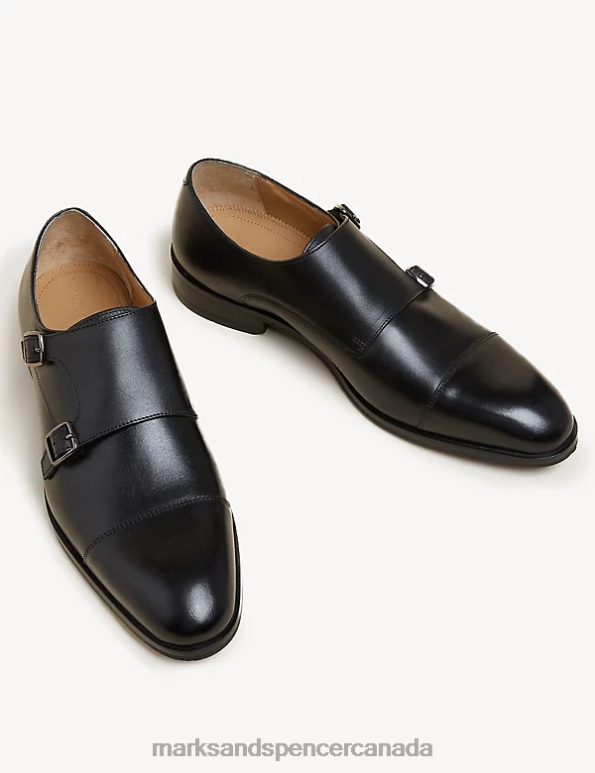 Marks and Spencer near me - Men Black Footwear Marks & Spencer Leather Double Monk Strap Shoes 20VTD7280