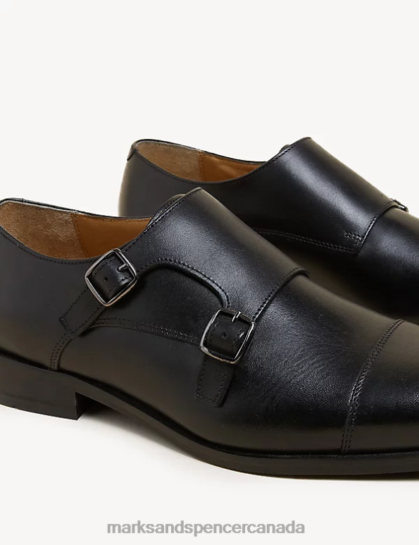 Marks and Spencer near me - Men Black Footwear Marks & Spencer Leather Double Monk Strap Shoes 20VTD7280