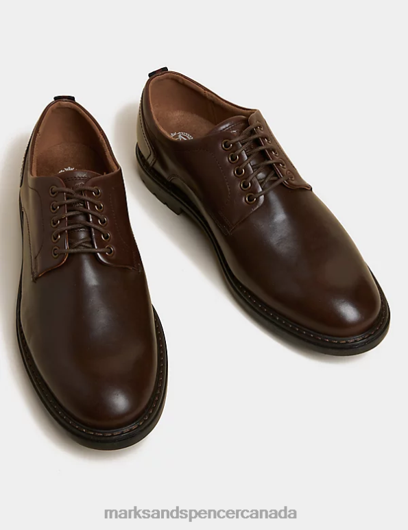 Marks and Spencer near me - Men Dark Brown Footwear Marks & Spencer Wide Fit Leather Derby Shoes 20VTD6738