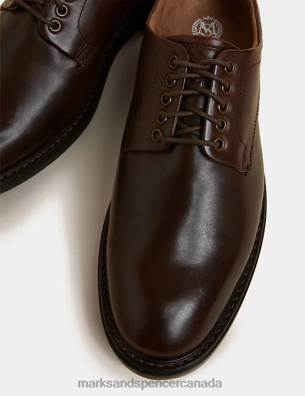 Marks and Spencer near me - Men Dark Brown Footwear Marks & Spencer Wide Fit Leather Derby Shoes 20VTD6738