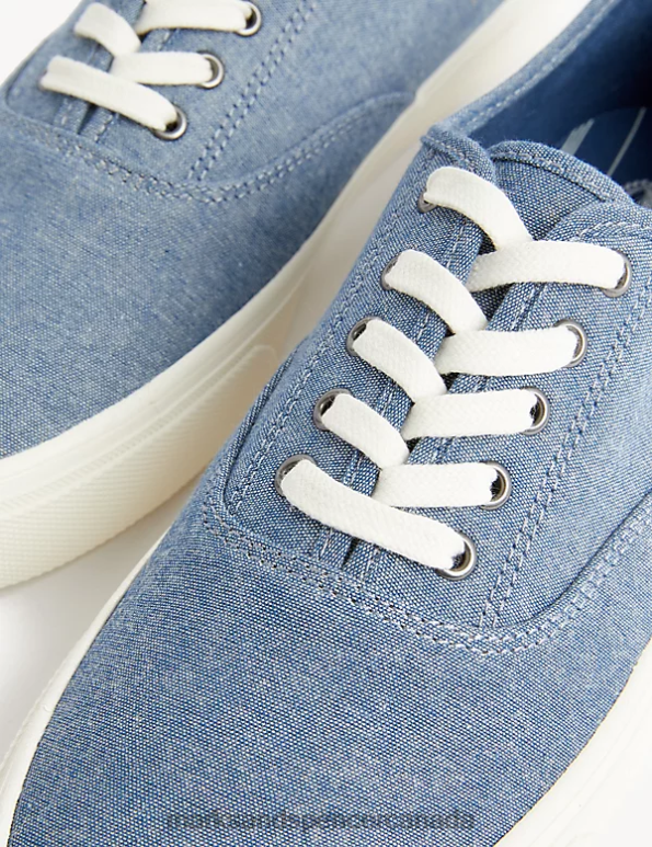Men Chambray Footwear Marks & Spencer Canvas Lace Up Pumps 20VTD6064 - Marks and Spencer outlet