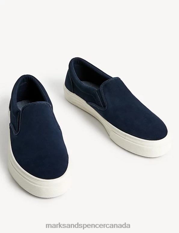 Marks and Spencer Canada - Men Dark Navy Footwear Marks & Spencer Suede Slip-On Pumps 20VTD5759