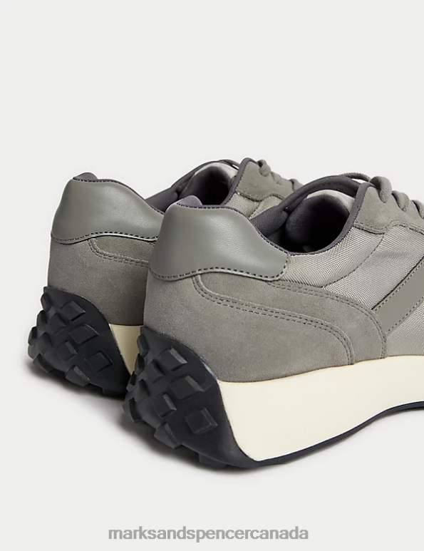 Marks and Spencer near me - Men Grey Footwear Marks & Spencer Lace-Up Trainers with Freshfeet 20VTD7022
