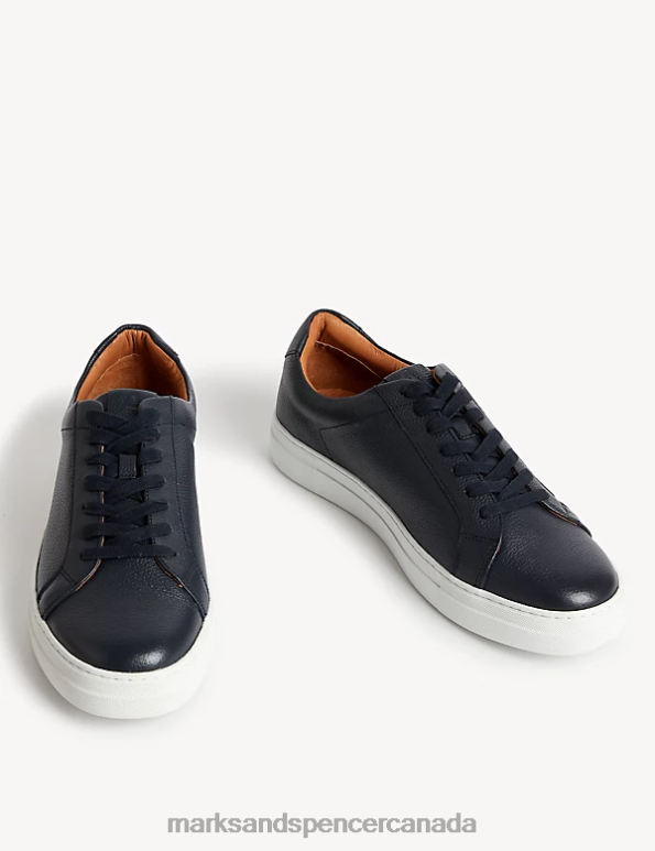 Marks and Spencer near me - Men Navy Clothing Marks & Spencer Leather Lace Up Trainers with Freshfeet 20VTD6222
