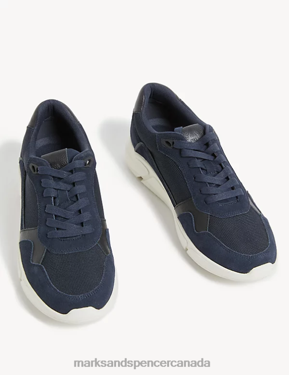 Marks and Spencer near me - Men Navy Clothing Marks & Spencer Suede Lace Up Trainers 20VTD5907