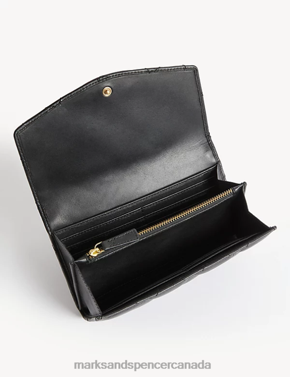 Marks and Spencer Canada - Women Black Accessories Marks & Spencer Leather Studded Foldover Purse 20VTD1603
