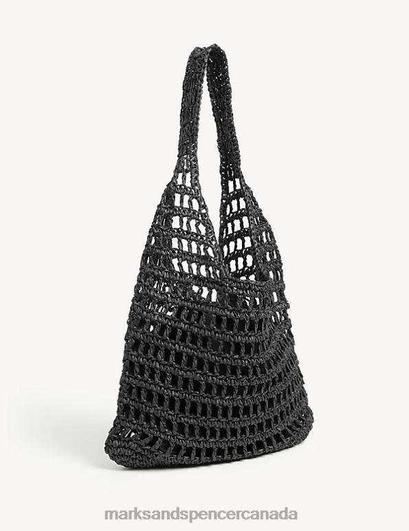 Marks and Spencer sale - Women Black Accessories Marks & Spencer Straw Drawstring Tote Bag 20VTD1403