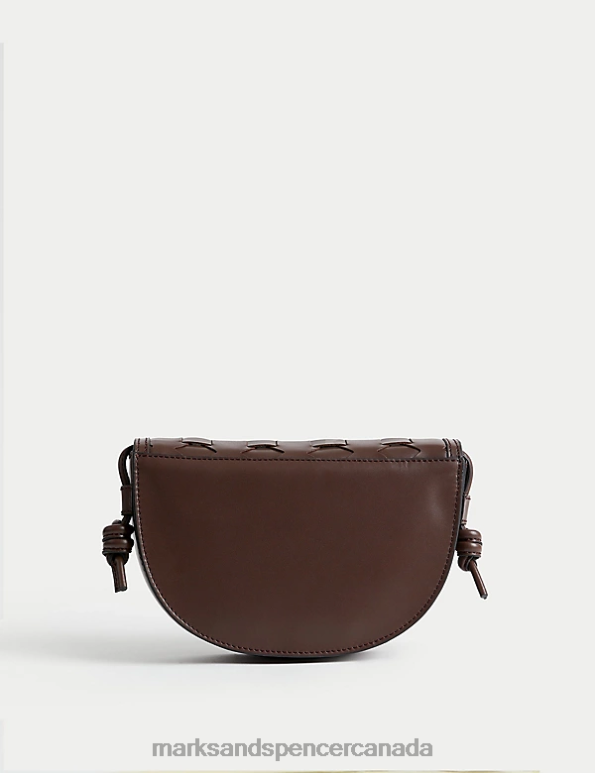 Women Chocolate Accessories Marks & Spencer Leather Woven Saddle Bag 20VTD2242 - Marks and Spencer Canada locations