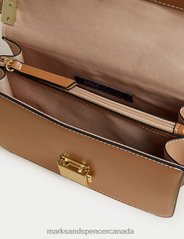 Women Latte Accessories Marks & Spencer Faux Leather Cross Body Bag 20VTD1294 - Marks and Spencer outlet