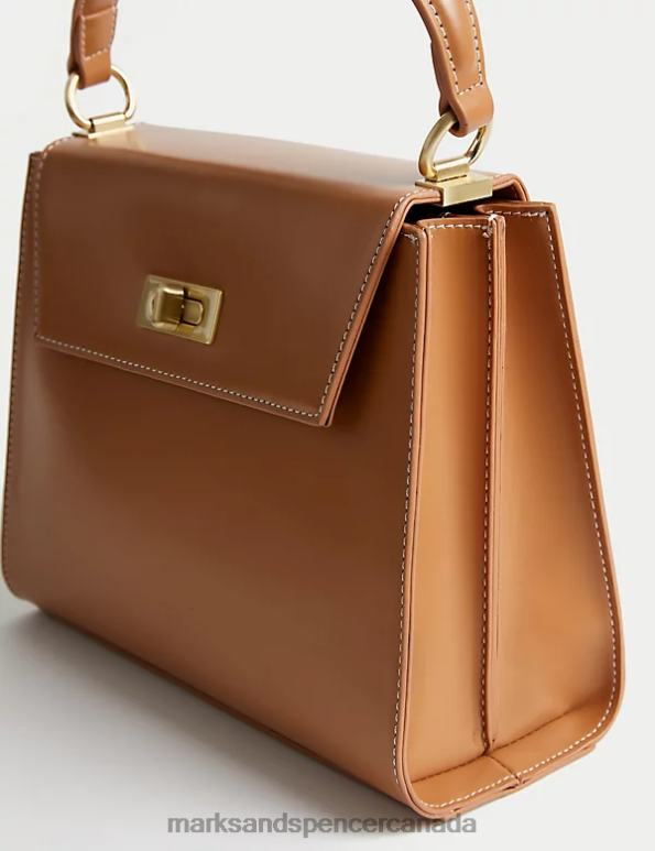 Marks and Spencer sale - Women Latte Accessories Marks & Spencer Faux Leather Top Handle Tote Bag 20VTD271