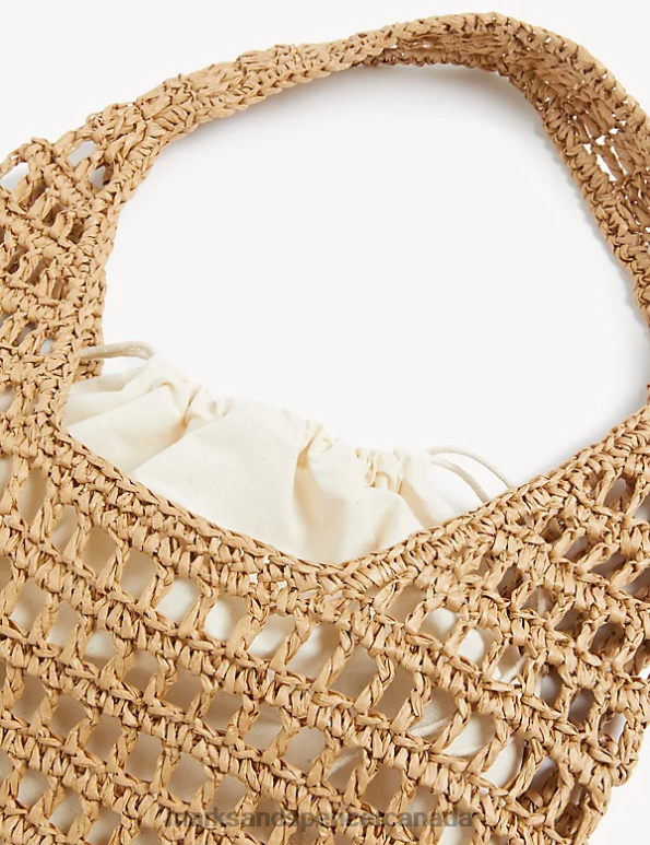 Women Natural Accessories Marks & Spencer Straw Drawstring Tote Bag 20VTD1048 - Marks and Spencer Canada locations