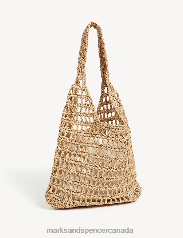 Women Natural Accessories Marks & Spencer Straw Drawstring Tote Bag 20VTD1048 - Marks and Spencer Canada locations