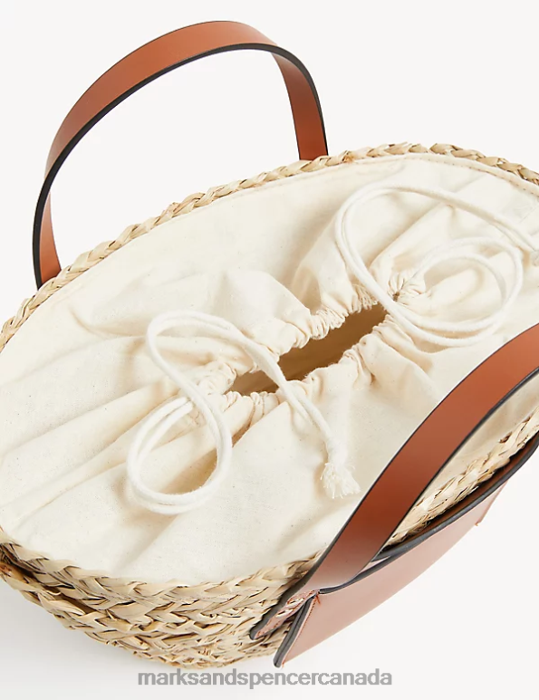 Women Natural Accessories Marks & Spencer Straw Drawstring Tote Bag 20VTD337 - Marks and Spencer Canada locations
