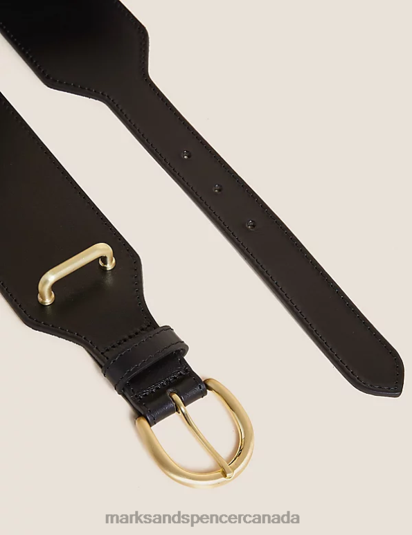 Marks and Spencer near me - Women Black Accessories Marks & Spencer Leather Wide Waist Belt 20VTD1331