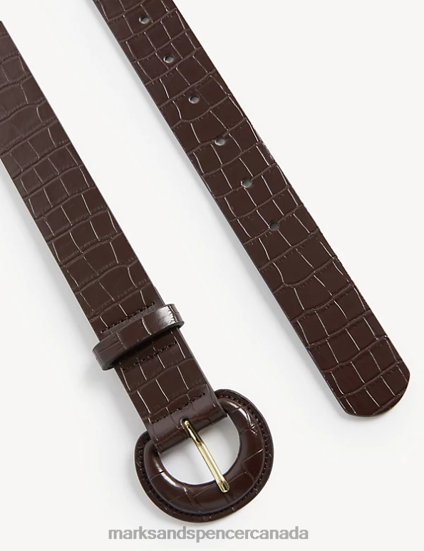 Women Chocolate Accessories Marks & Spencer Faux Leather Lizard Effect Jeans Belt 20VTD1894 - Marks and Spencer online
