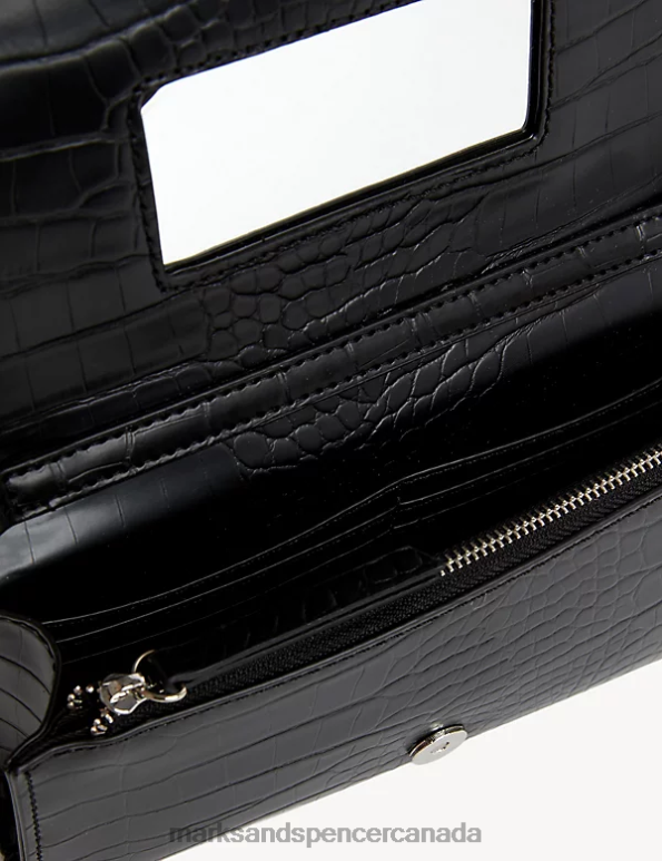 Women Black Accessories Marks & Spencer Foldover Clutch 20VTD2718 - Marks and Spencer Canada locations