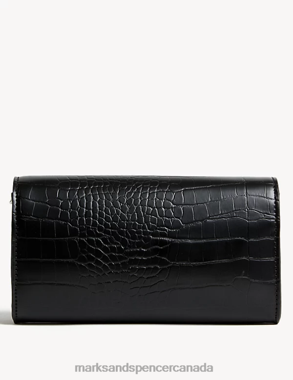 Women Black Accessories Marks & Spencer Foldover Clutch 20VTD2718 - Marks and Spencer Canada locations