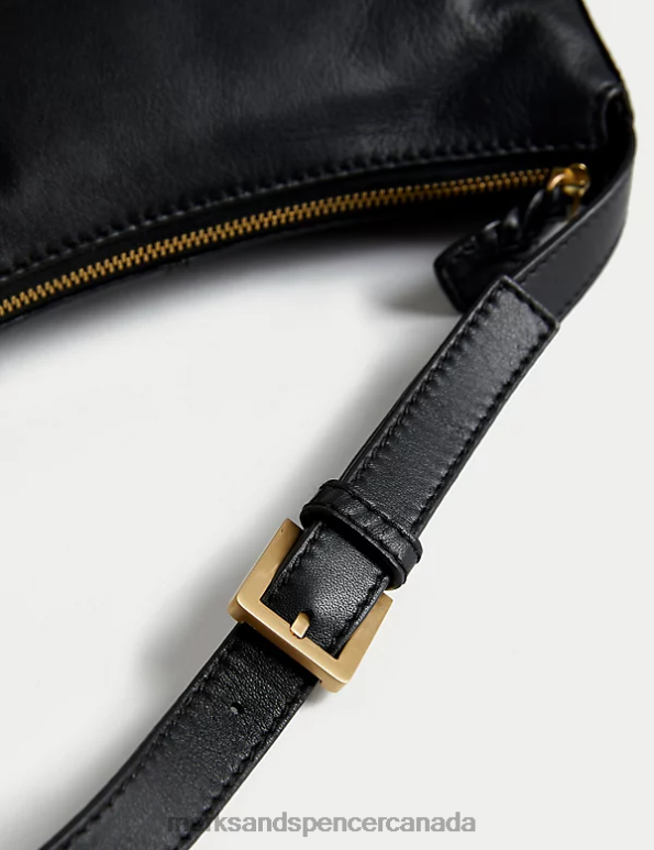 Women Black Accessories Marks & Spencer Leather Buckle Detail Shoulder Bag 20VTD388 - Marks and Spencer outlet