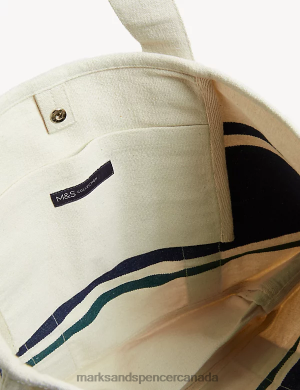 Women Blue Mix Accessories Marks & Spencer Canvas Striped Tote Bag 20VTD2733 - Marks and Spencer outlet