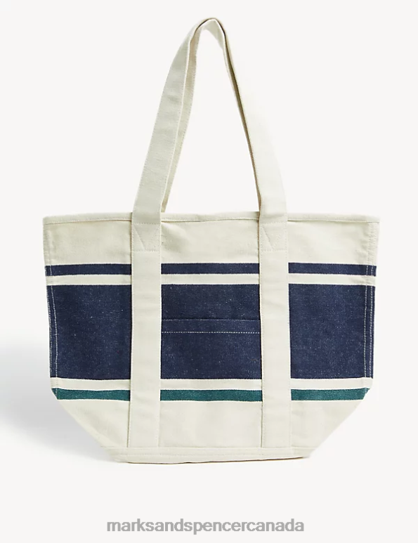 Women Blue Mix Accessories Marks & Spencer Canvas Striped Tote Bag 20VTD2733 - Marks and Spencer outlet