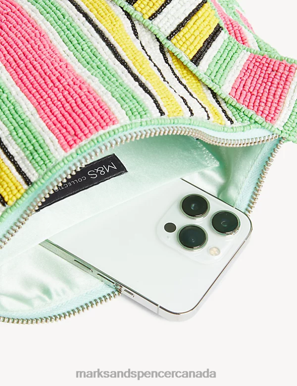 Marks and Spencer Canada - Women Multi Accessories Marks & Spencer Beaded Striped Underarm Shoulder Bag 20VTD517