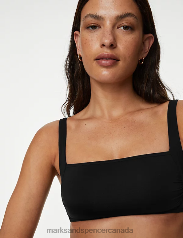 Women Black Clothing Marks & Spencer Padded Square Neck Bikini Top 20VTD3077 - Marks and Spencer Canada locations