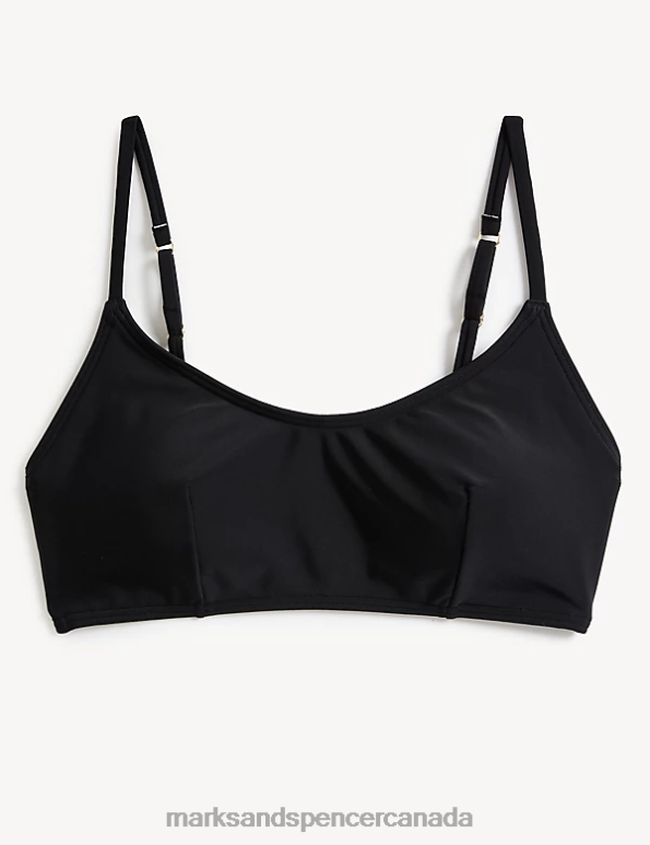 Women Black Clothing Marks & Spencer Padded V-Neck Bikini Top 20VTD2489 - Marks and Spencer Canada locations