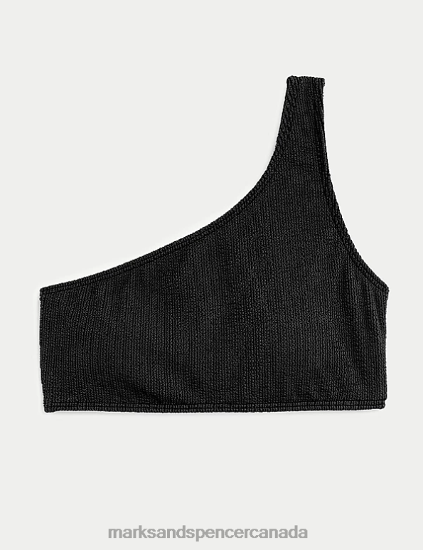Women Black Clothing Marks & Spencer Textured One Shoulder Bikini Top 20VTD2431 - Marks and Spencer online