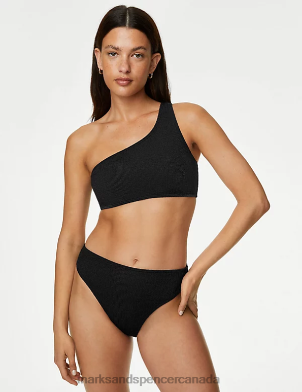 Women Black Clothing Marks & Spencer Textured One Shoulder Bikini Top 20VTD2431 - Marks and Spencer online
