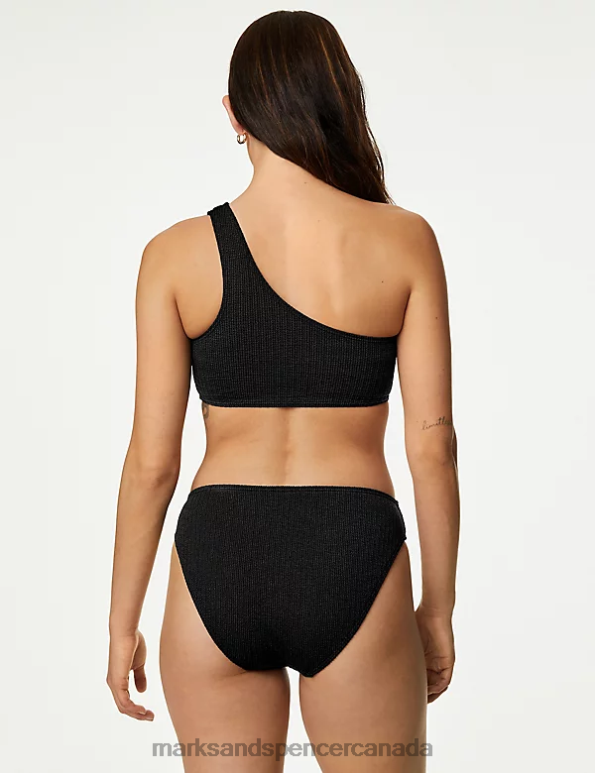 Women Black Clothing Marks & Spencer Textured One Shoulder Bikini Top 20VTD2431 - Marks and Spencer online