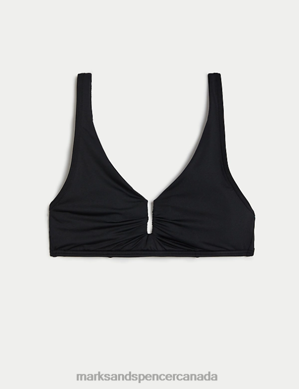 Women Black Clothing Marks & Spencer U-Wire V-Neck Bikini Top 20VTD248 - Marks and Spencer outlet
