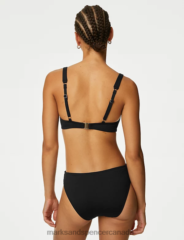 Women Black Clothing Marks & Spencer U-Wire V-Neck Bikini Top 20VTD248 - Marks and Spencer outlet