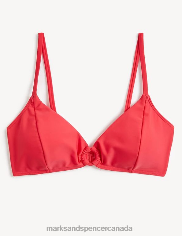 Marks and Spencer Canada - Women Bright Red Clothing Marks & Spencer Padded Ring Detail Plunge Bikini Top 20VTD1778