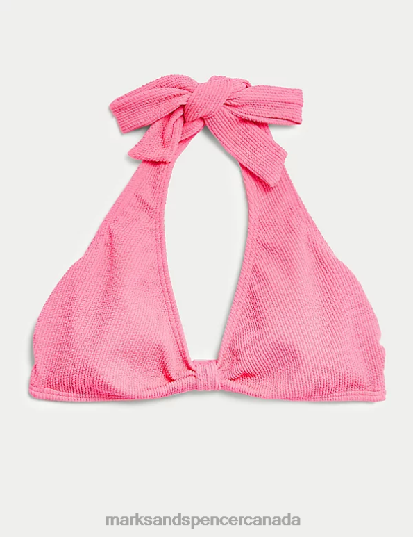 Women Bubblegum Clothing Marks & Spencer Textured Knot Front Bikini Top 20VTD2667 - Marks and Spencer Canada locations