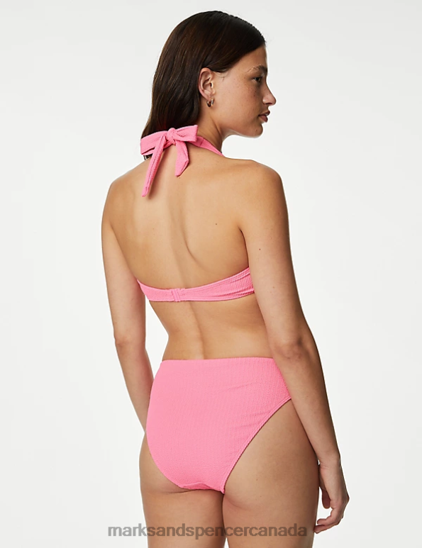 Women Bubblegum Clothing Marks & Spencer Textured Knot Front Bikini Top 20VTD2667 - Marks and Spencer Canada locations