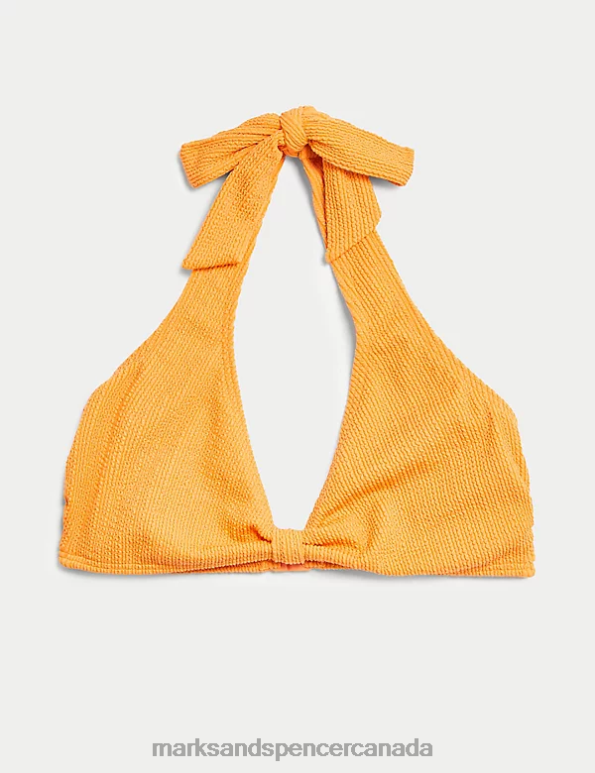 Women Clementine Clothing Marks & Spencer Textured Knot Front Bikini Top 20VTD3006 - Marks and Spencer outlet