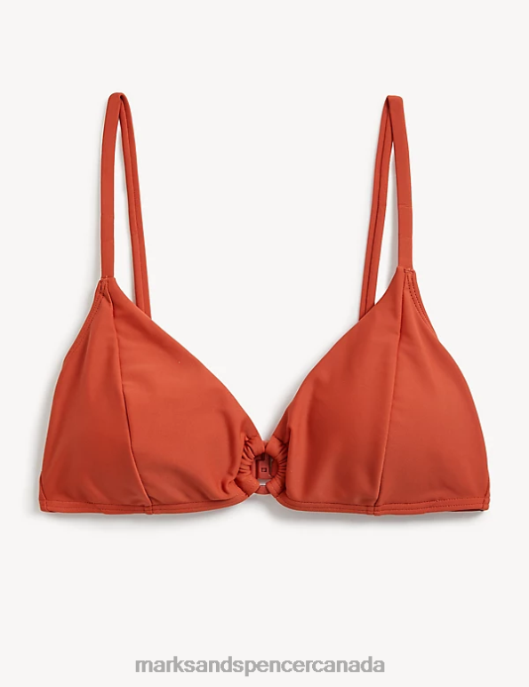 Marks and Spencer sale - Women Copper Clothing Marks & Spencer Padded Ring Detail Plunge Bikini Top 20VTD2105