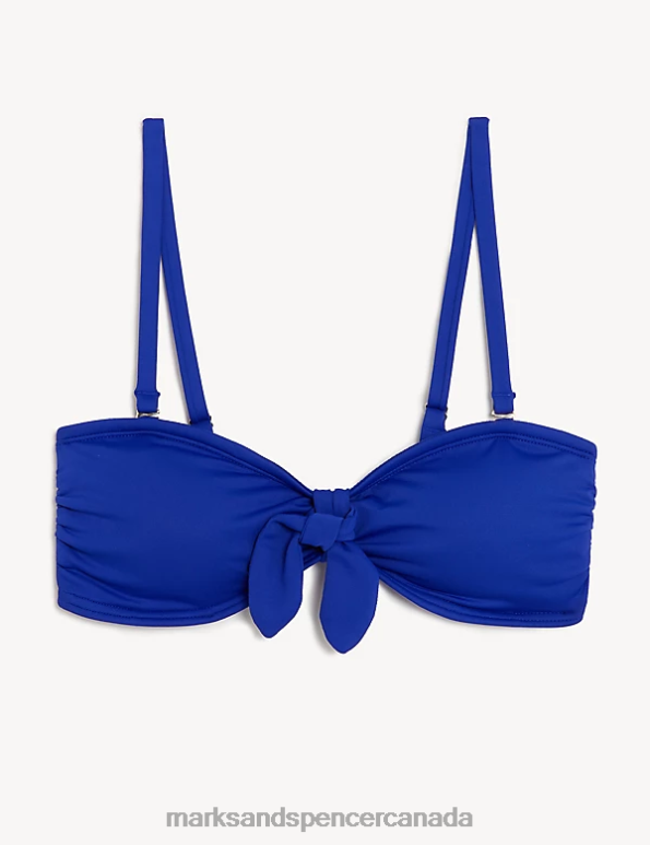 Marks and Spencer near me - Women Electric Blue Clothing Marks & Spencer Padded Tie Detail Bandeau Bikini Top 20VTD2533