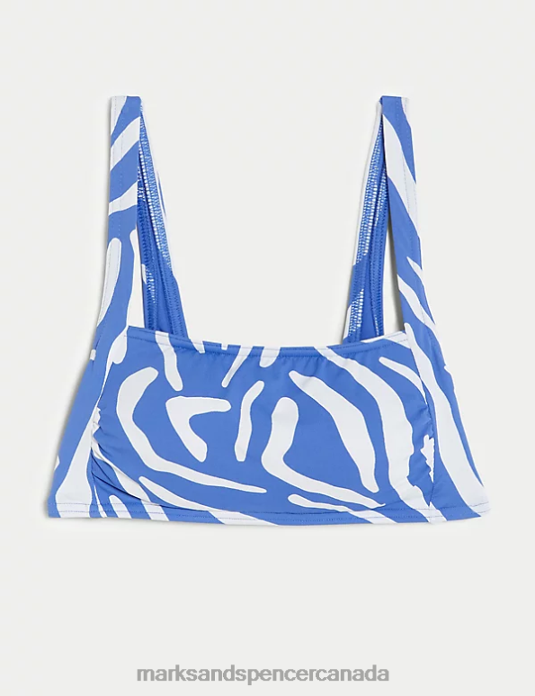 Women Light Blue Mix Clothing Marks & Spencer Printed Padded Square Neck Bikini Top 20VTD3298 - Marks and Spencer online