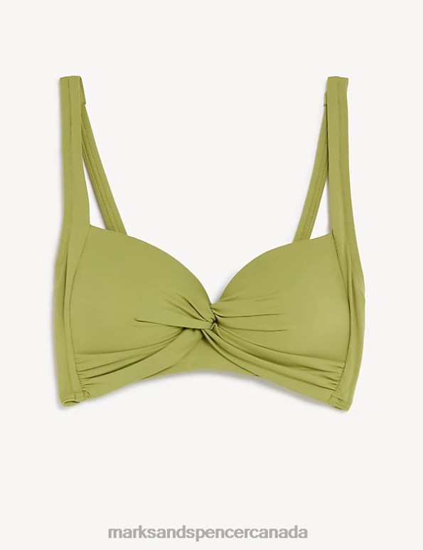 Marks and Spencer sale - Women Medium Green Clothing Marks & Spencer Padded Plunge Bikini Top 20VTD3433