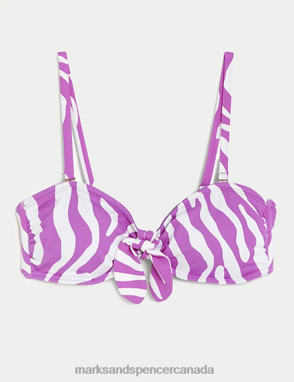 Women Purple Mix Clothing Marks & Spencer Printed Padded Bandeau Bikini Top 20VTD2611 - Marks and Spencer online