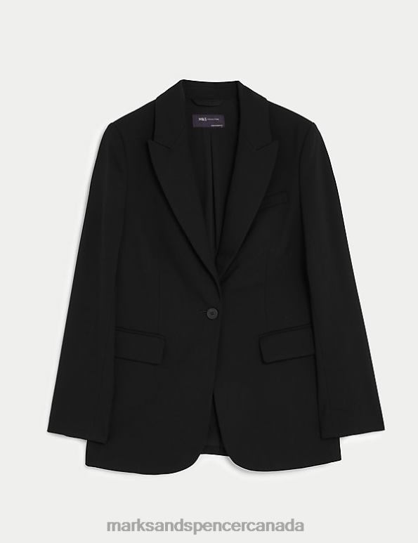 Women Black Clothing Marks & Spencer Relaxed Single Breasted Blazer 20VTD438 - Marks and Spencer outlet