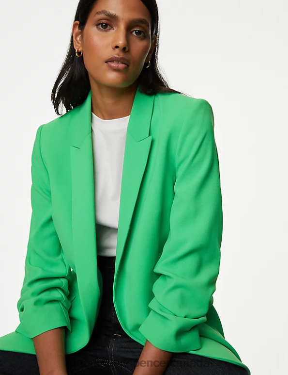 Marks and Spencer Canada - Women Acid Green Clothing Marks & Spencer Ruched Sleeve Blazer 20VTD1265
