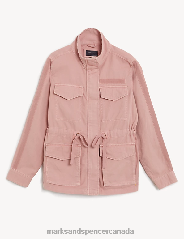 Women Antique Rose Clothing Marks & Spencer Cotton Rich High Neck Utility Jacket 20VTD2769 - Marks and Spencer online