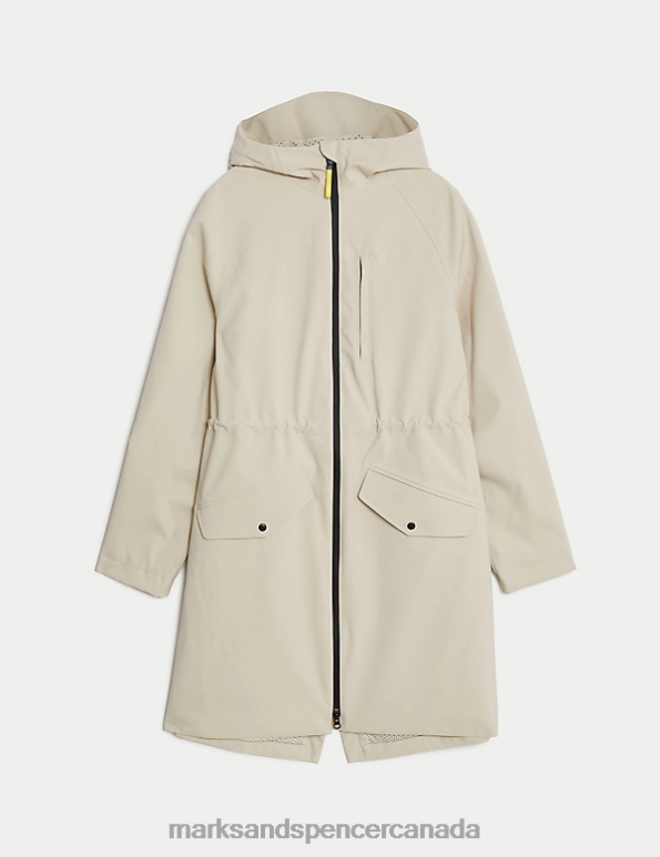 Women Beige Clothing Marks & Spencer Stormwear Ultra Hooded Longline Parka Coat 20VTD1755 - Marks and Spencer Canada locations